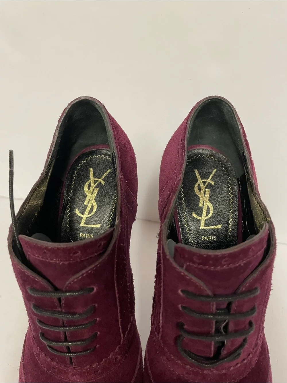 Vintage YSL Yves Saint Laurent suede ankle boots pumps bootie purple violet 36